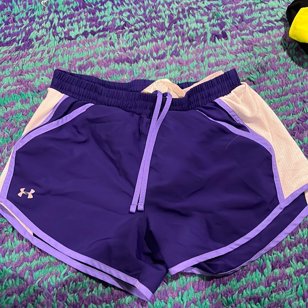 Purple under armour running shorts